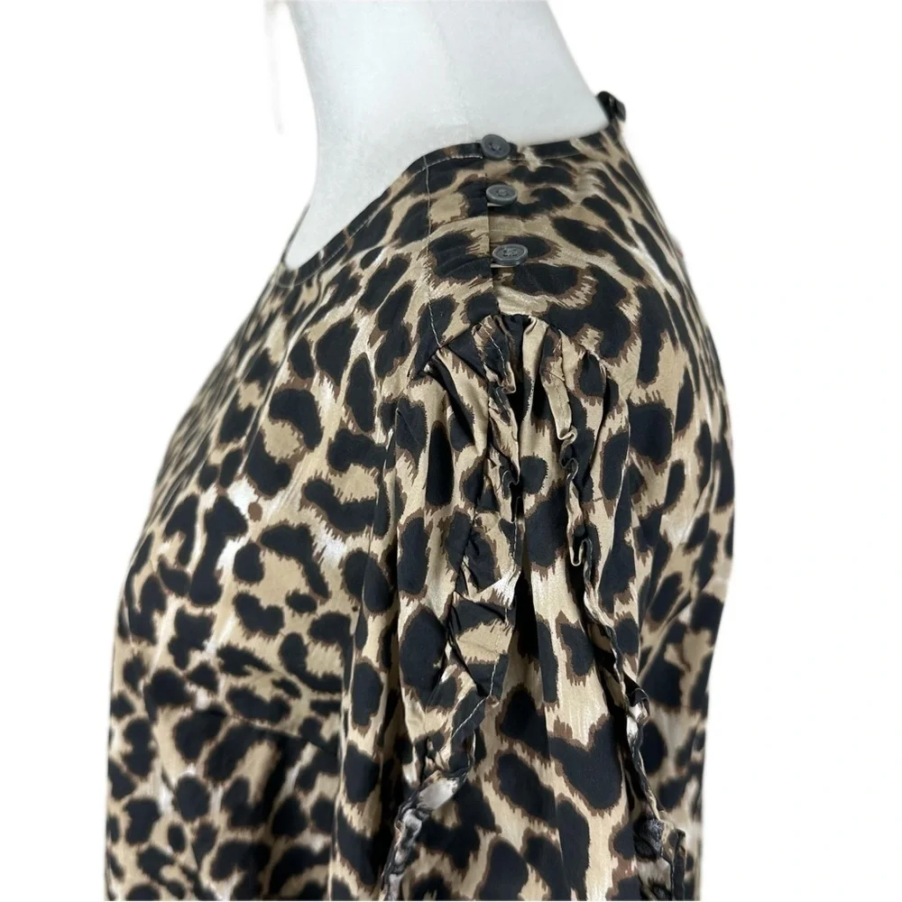 NWT J. Crew Leopard Ruffle Long Sleeve Top